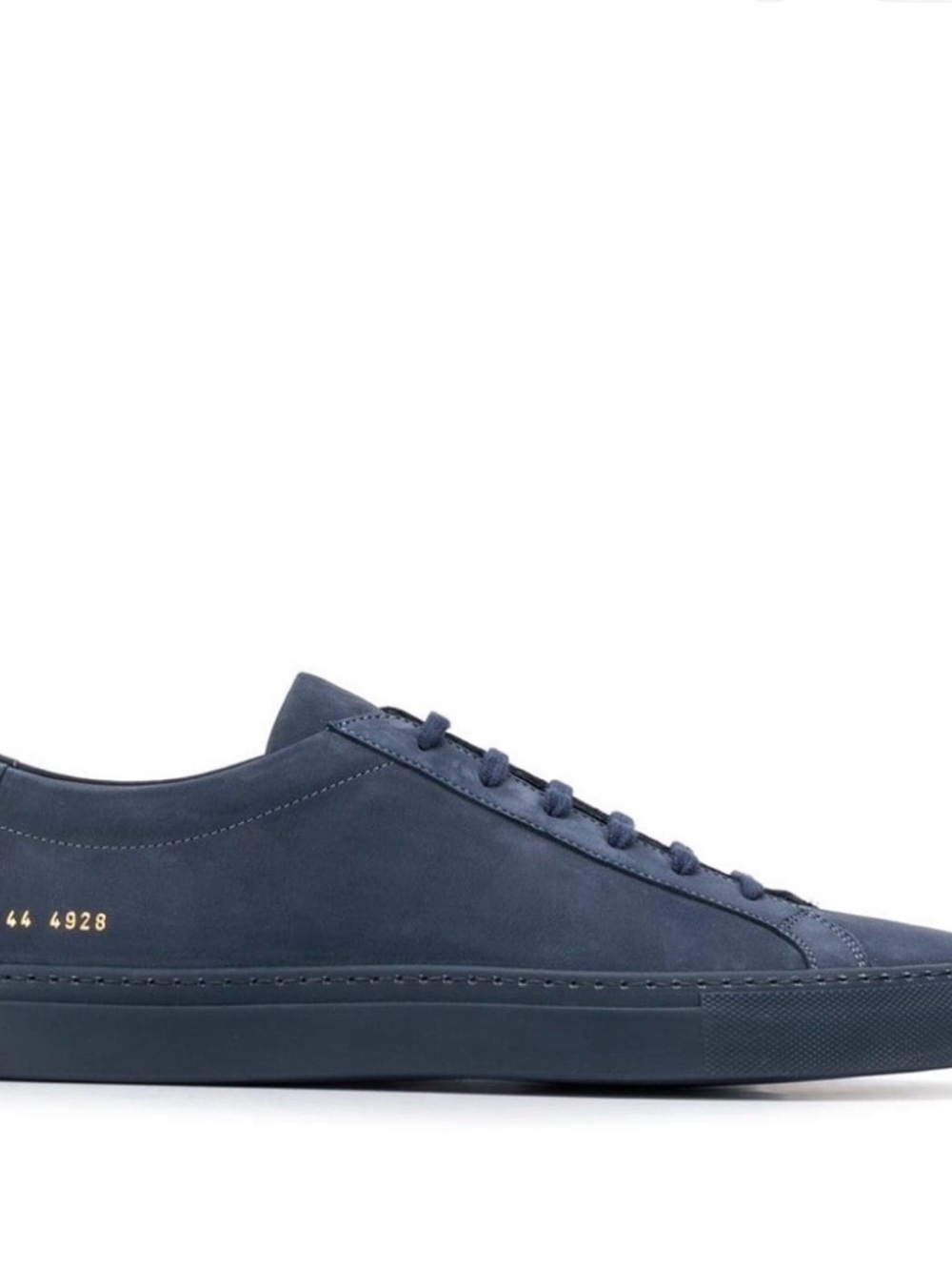 Common Projects Navy Suede Low-Top Sneakers with Gold Stamp